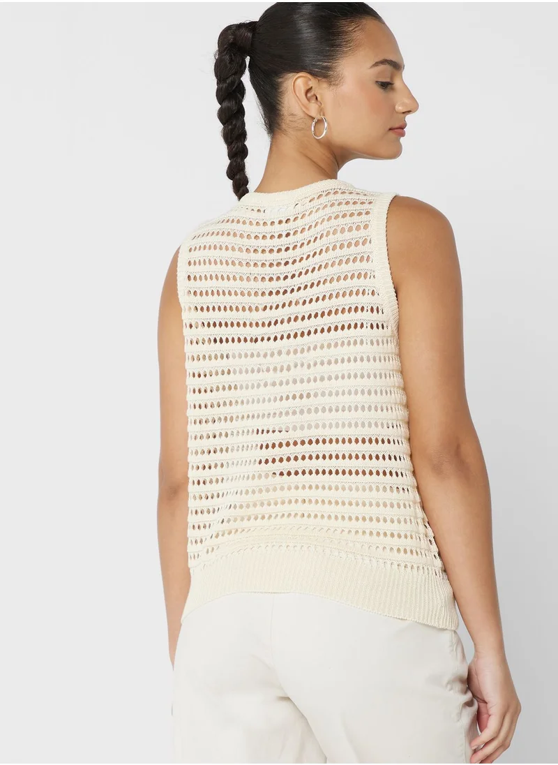 VERO MODA Openwork Knitted Top