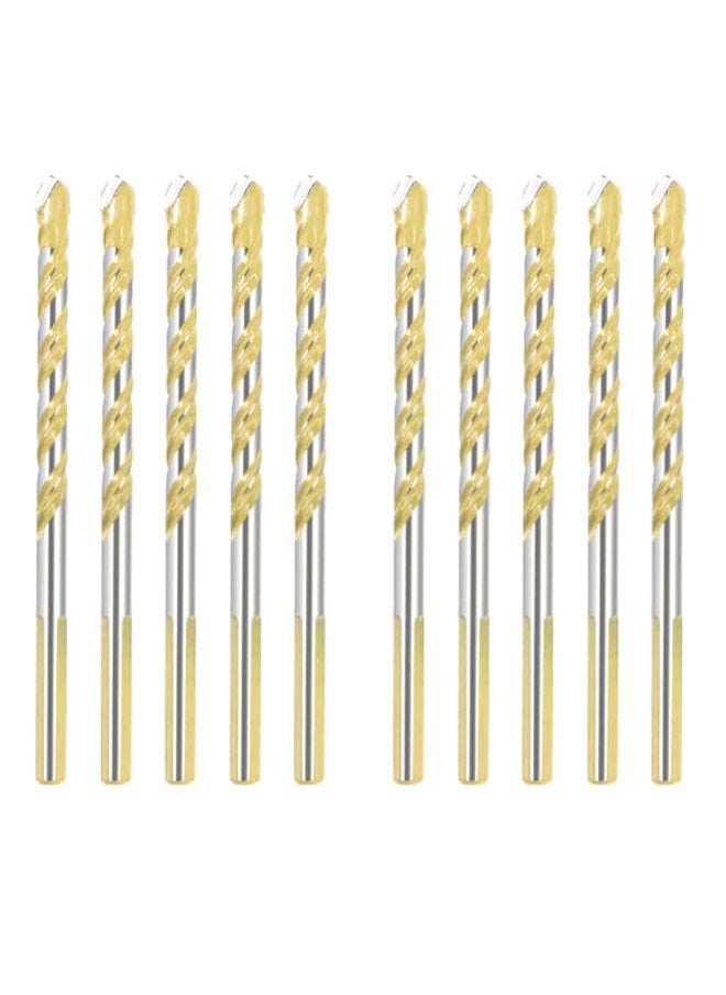 NIBEMINENT 10-Piece Twist Drill Bit Set Gold/Silver 10 x 6millimeter 