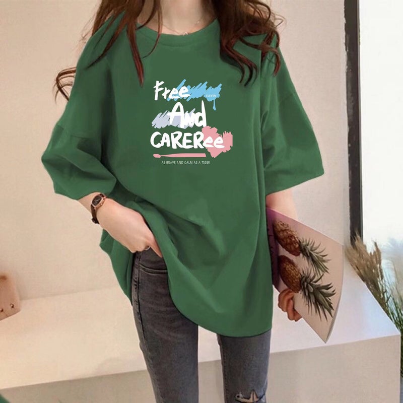 Large Edition Chubby Girls Short-sleeved T-shirt Women's New Summer Korean-style Loose Mid-length Round Neck Rabbit Printed Half-sleeved Top - Image 1