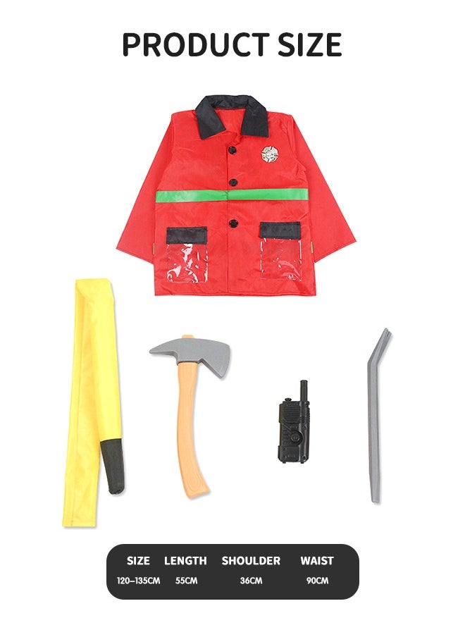 GROIC - Fireman Costume Pretend Play Set Firefighter Costume for Kids Firechief Outfit for School Costumes, Costume Parties, Role Play with Complete Firefighter Accessories - Image 1