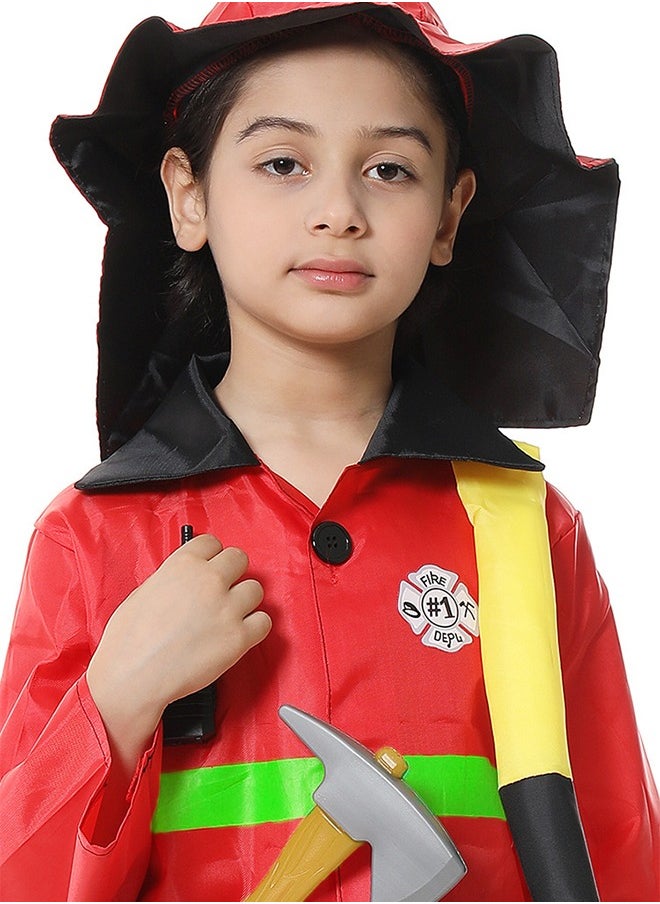 GROIC - Fireman Costume Pretend Play Set Firefighter Costume for Kids Firechief Outfit for School Costumes, Costume Parties, Role Play with Complete Firefighter Accessories - Image 1