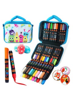 YPlus Super Capacity Acrylic Paint Pens Markers, 40 Colors Big Acrylic Painting Pens Set, Diy Art Craft For Glass, Rock, Wood, Egg, Stone, Metal-Blue  - Image 1