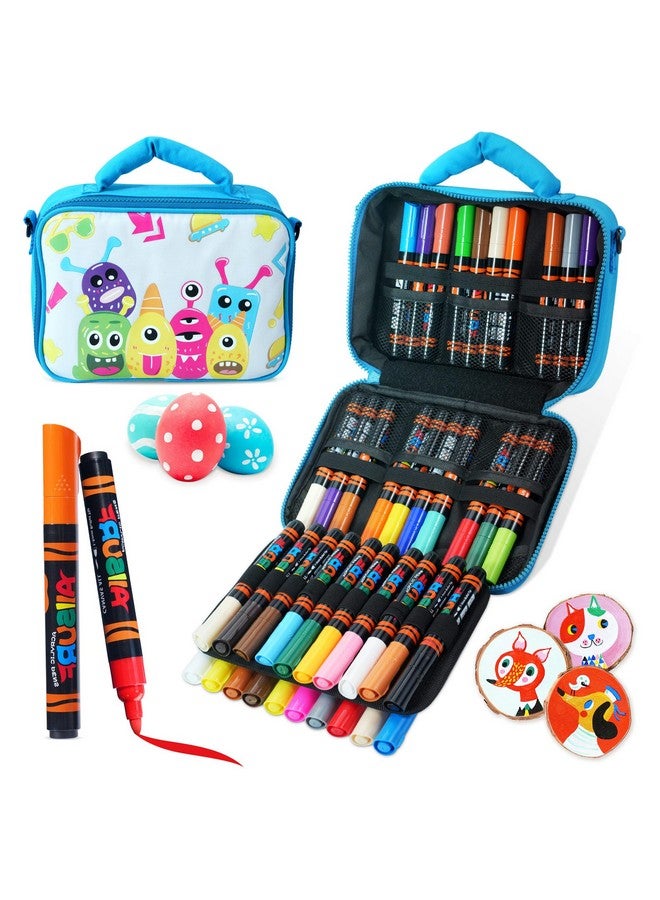 واي بلس أقلام طلاء أكريليك فائقة السعة، مجموعة أقلام طلاء أكريليك كبيرة مكونة من 40 لونًا، حرف فنية يدوية للزجاج والصخور والخشب والبيض والحجر والمعادن - أزرق - Image 1