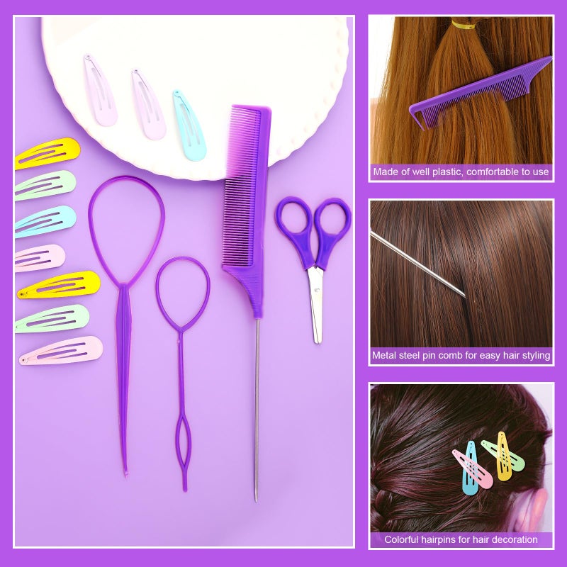 ProSuites 32 Colored Elastic Ties, 1700 Pieces Rubber Bands With 14 Styling Tools, Hair Tie Cutter and Accessories for Girls, Baby, Toddler, Kids - Image 5