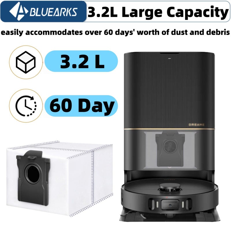 Bluearks 14Pcs Compatible with Dreame L10s Ultra Gen 2/X50 Ultra/L40 Ultra Robot Vacuum,3.2-Liter Large Capacity Activated Carbon Adsorptio Bags,Four-Layer Sealed Disposable dust bag,9 Week - Image 2