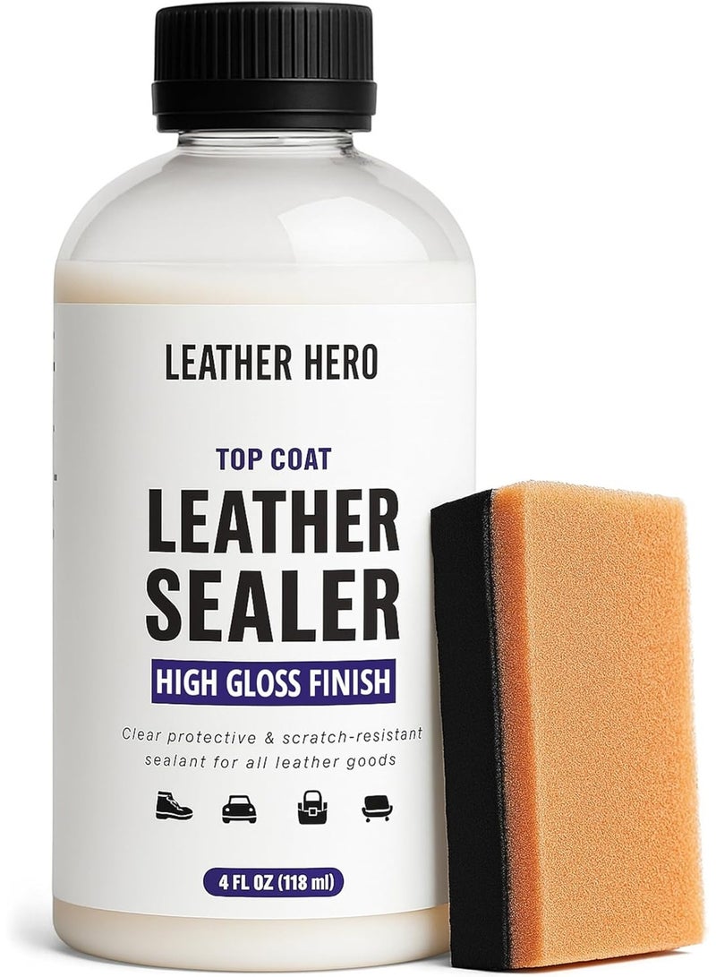 Leather Hero Top Coat – Leather Sealant & Protective Finish for Dye, Paint, Car Seats, Shoes & More – Scratch-Resistant Color Restorer with Applicator – 4oz (High Gloss Finish) - Image 3