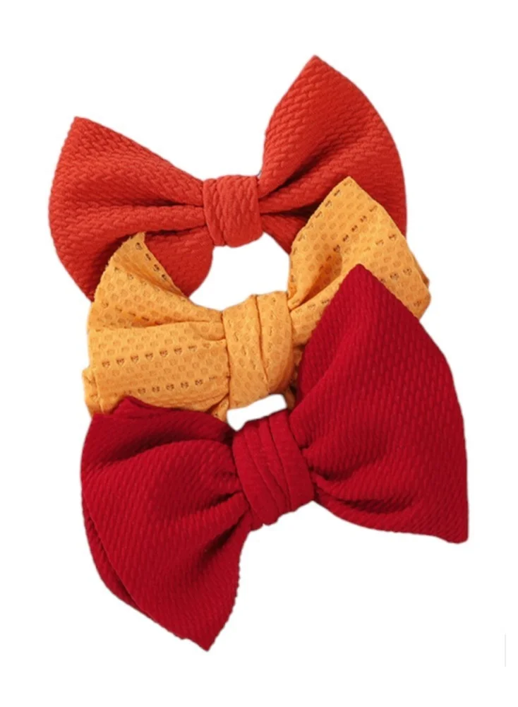 Bambimici Dana Assorted Ribbon Bow Headband For Babies Dark Orange, Yellow, Red