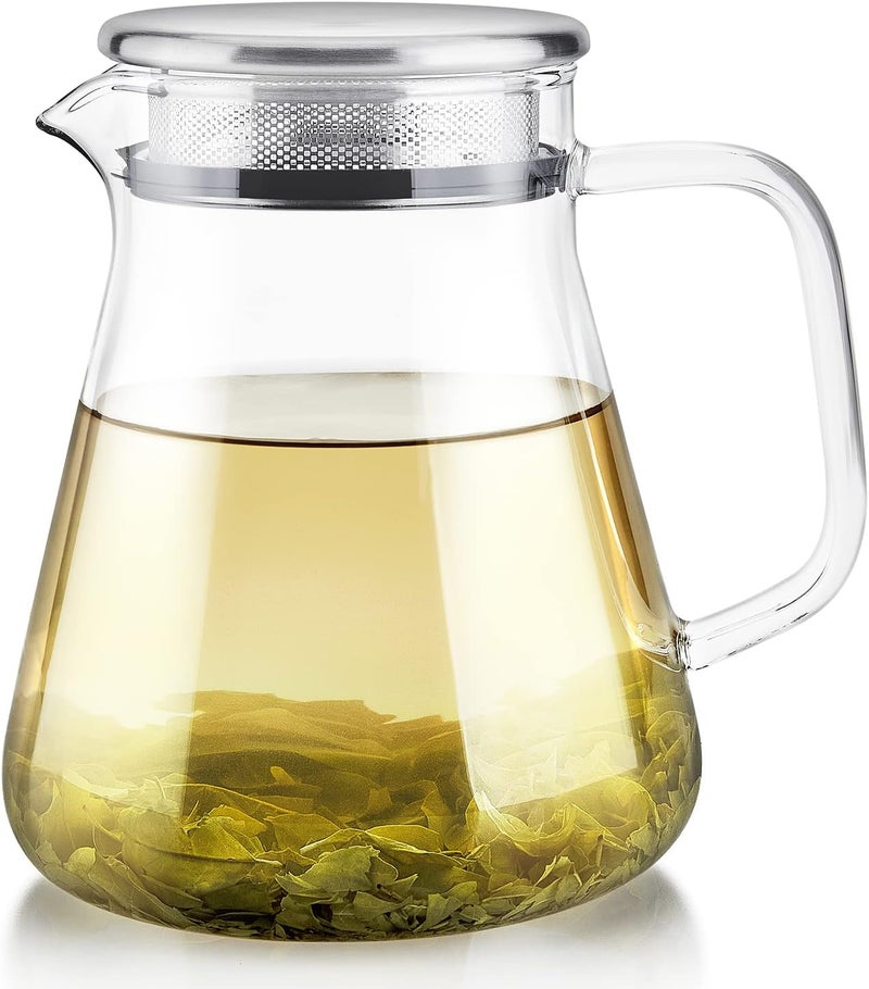 Teabloom One-Touch Tea Maker, 2-in-1 Teapot and Kettle with Stainless Steel Filter Lid for Loose Tea – Stain-free Borosilicate Glass Teapot (27 Oz) – Tea Connoisseur's Choice - Image 1