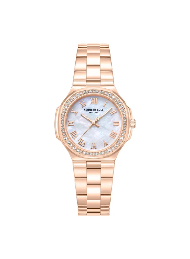 Kenneth Cole New York Rockland White Mother-of-pearl Dial Stainless Steel Bracelet Analog Watch for Women - 33mm