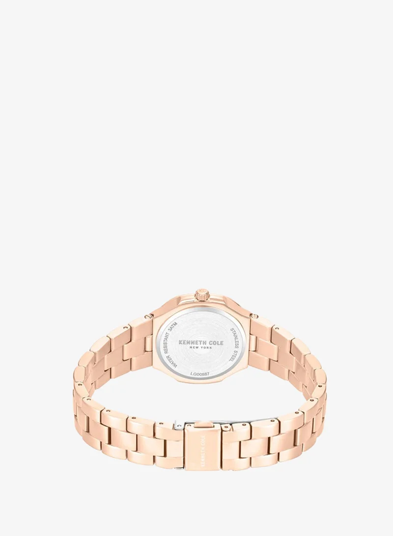 Kenneth Cole New York Rose Gold Rockland White Mother-of-pearl Dial Stainless Steel Bracelet Analog Watch for Women - 33mm for Women | Best Price UAE