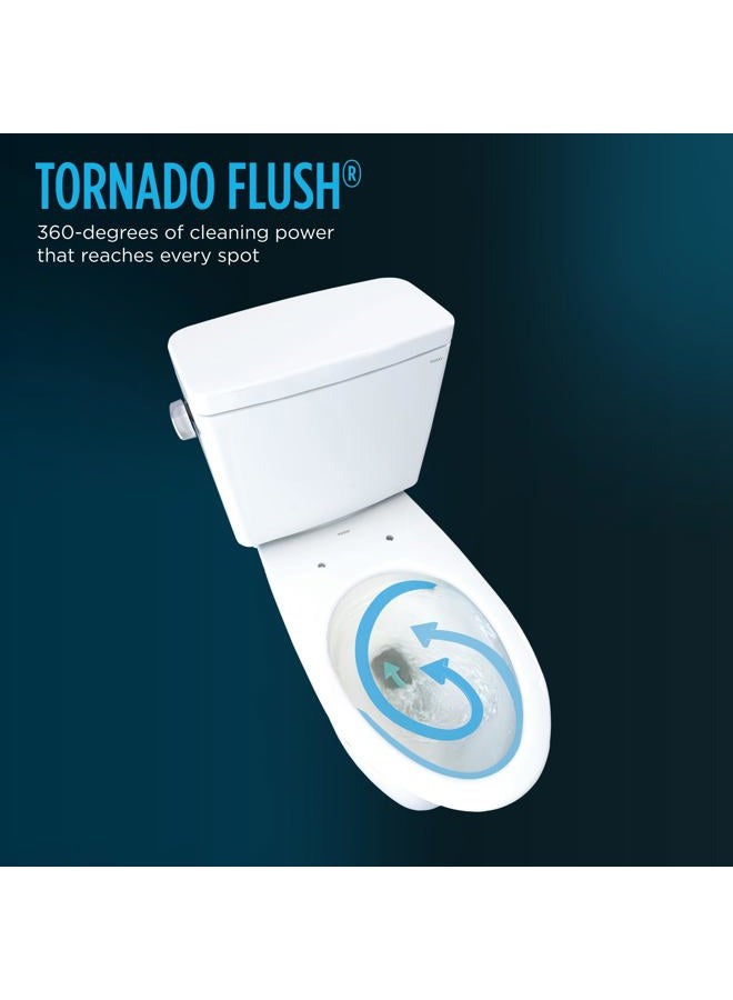 Toto مرحاض دريك الانتقالي ذو القطعتين elongated 1.28 GPF بارتفاع عالمي flush TORNADO مع CEFIONTECT، أبيض قطن - CST786CEFG#01 - Image 3