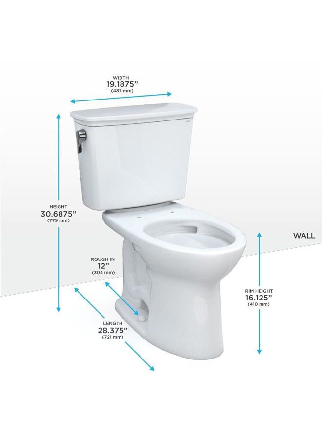 Toto مرحاض دريك الانتقالي ذو القطعتين elongated 1.28 GPF بارتفاع عالمي flush TORNADO مع CEFIONTECT، أبيض قطن - CST786CEFG#01 - Image 2