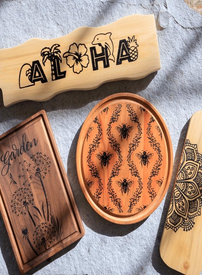 Scorch Marker - Wood Burning Marker, 2 in 1 Pyrography Kit for Adults, Woodburning Tool for Crafts, Stencils & Letters, DIY Pen Kit with Brush & Bullet Tips, Engraving Pen for Wood Burning Projects - Image 5
