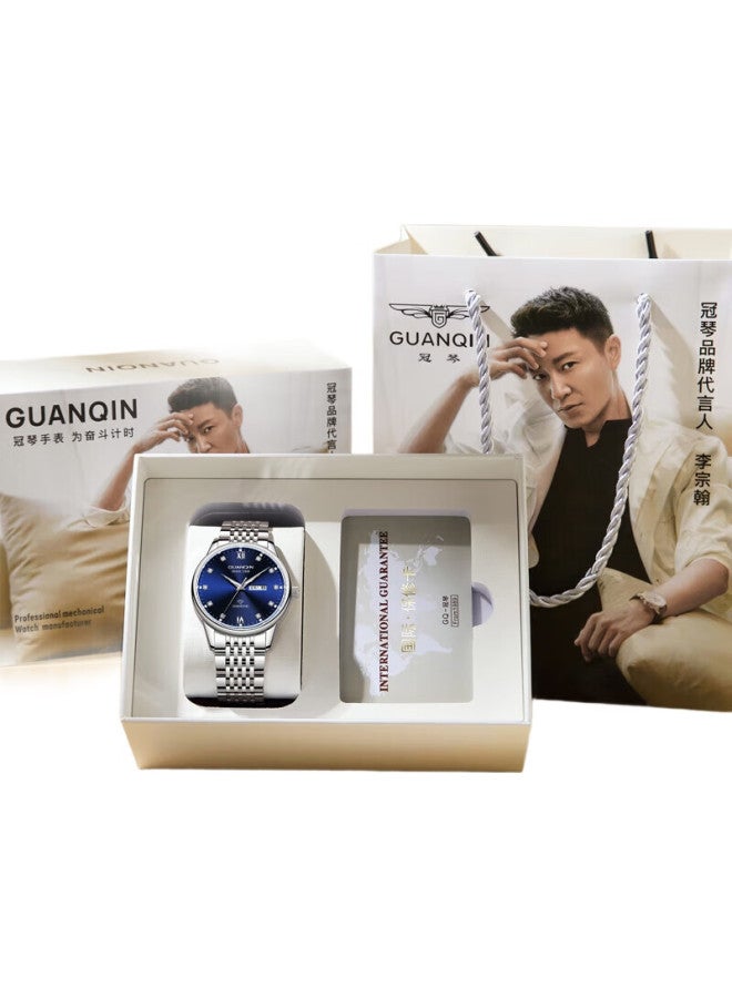 GUANQIN ساعة يد ميكانيكية للرجال من جوانكين، جودة سويسرية، تقويم مزدوج، مقاومة للماء، أوتوماتيكية بالكامل، علامة تجارية للأعمال، ساعة محلية - Image 3