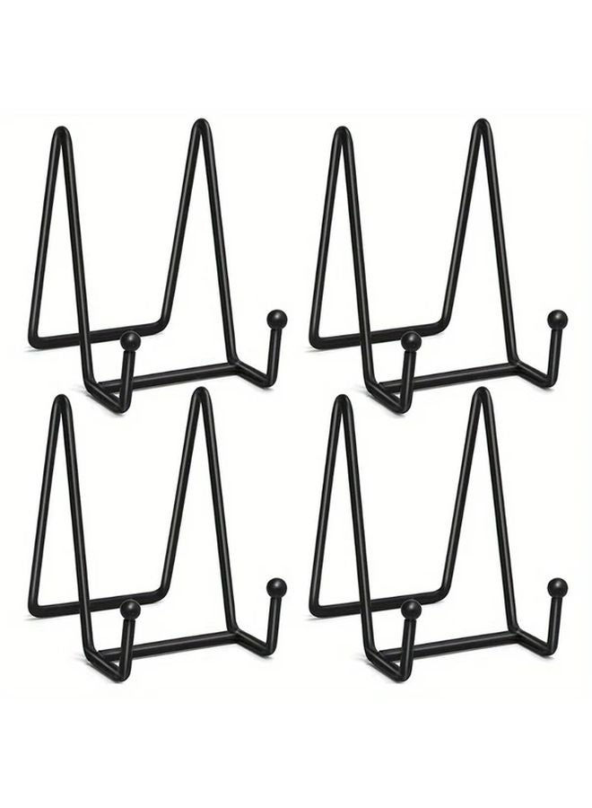 Black Metal Display Rack 4pcs Elegant Frame Holder For Books Photos Artworks Desktop Decorative Plaque Tray - Image 1