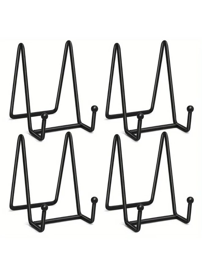 Black Metal Display Rack 4pcs Elegant Frame Holder For Books Photos Artworks Desktop Decorative Plaque Tray - Image 2