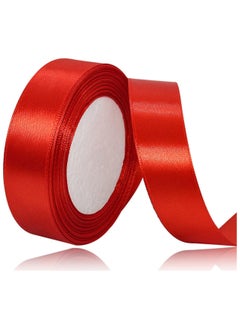Generic Red Satin Ribbon 2 CM x 25 Yards, Solid Color Polyester Fabric Ribbon for Gift Wrapping, Crafts, Bows Making, Wreaths, Sewing Projects, Baby Showers and Wedding Party Decoration  - Image 1