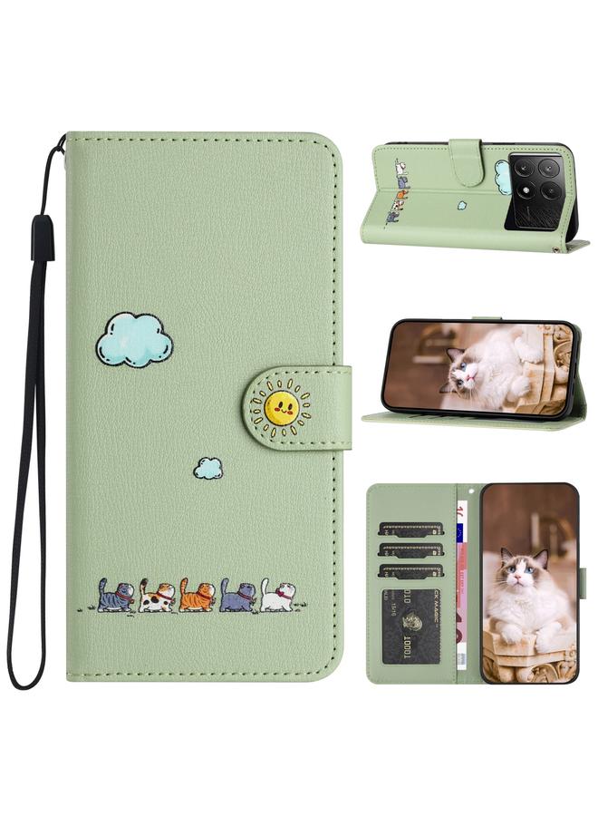 Case For Xiaomi Poco X6 Pro Cartoon Cats Leather Phone Case