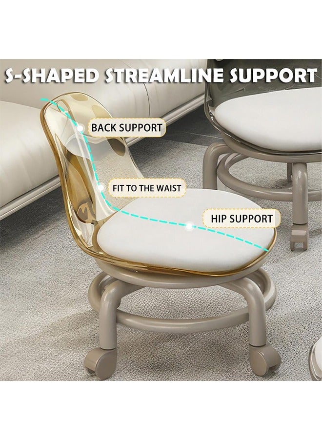 Generic PU Leather Modern Rolling Stool with Low Back Height Adjustable Work Salon Drafting Swivel Task Chair  - Image 2