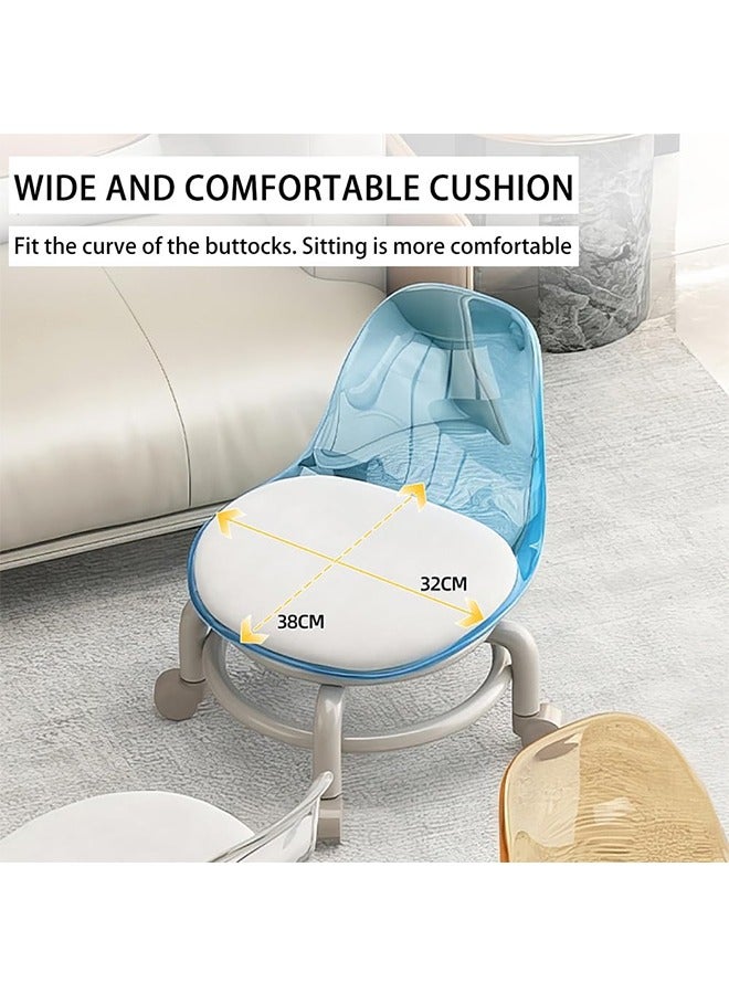 Generic PU Leather Modern Rolling Stool with Low Back Height Adjustable Work Salon Drafting Swivel Task Chair  - Image 3