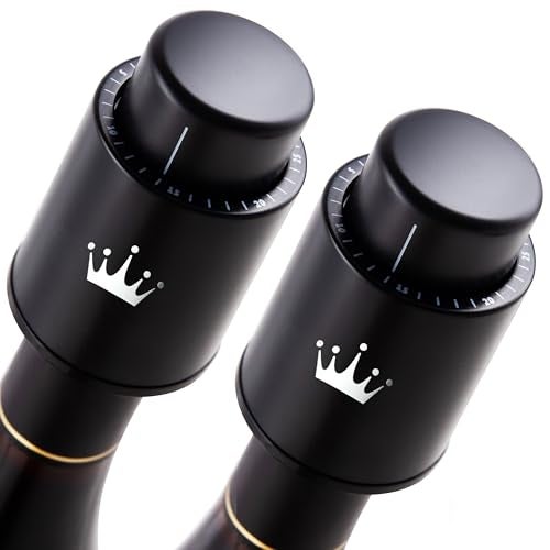 VINABON Vacuum Wine Stopper Set [Pack of 2] - Updated 2026 Preserves Freshness and Flavor for 15 Days. Improved One Pump Button Design, 100% Leak Proof Seal in Any Position. Includes WineGuide eBook - Image 1