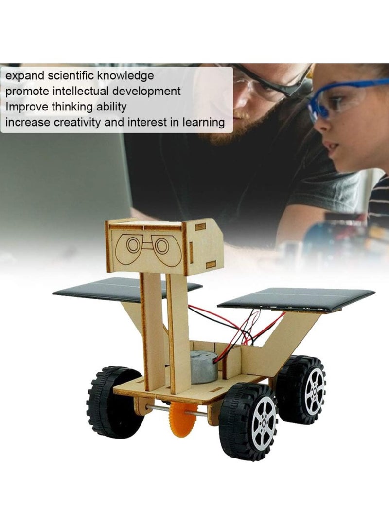 AROAQ سيارة استكشاف شمسية وقمرية، سيارة تعمل بالطاقة الشمسية قابلة للتجميع من الخشب، نموذج لعبة روفر فضائي لتجربة علمية، لعبة تعليمية تعمل بالطاقة الشمسية للأطفال والطلاب - Image 3