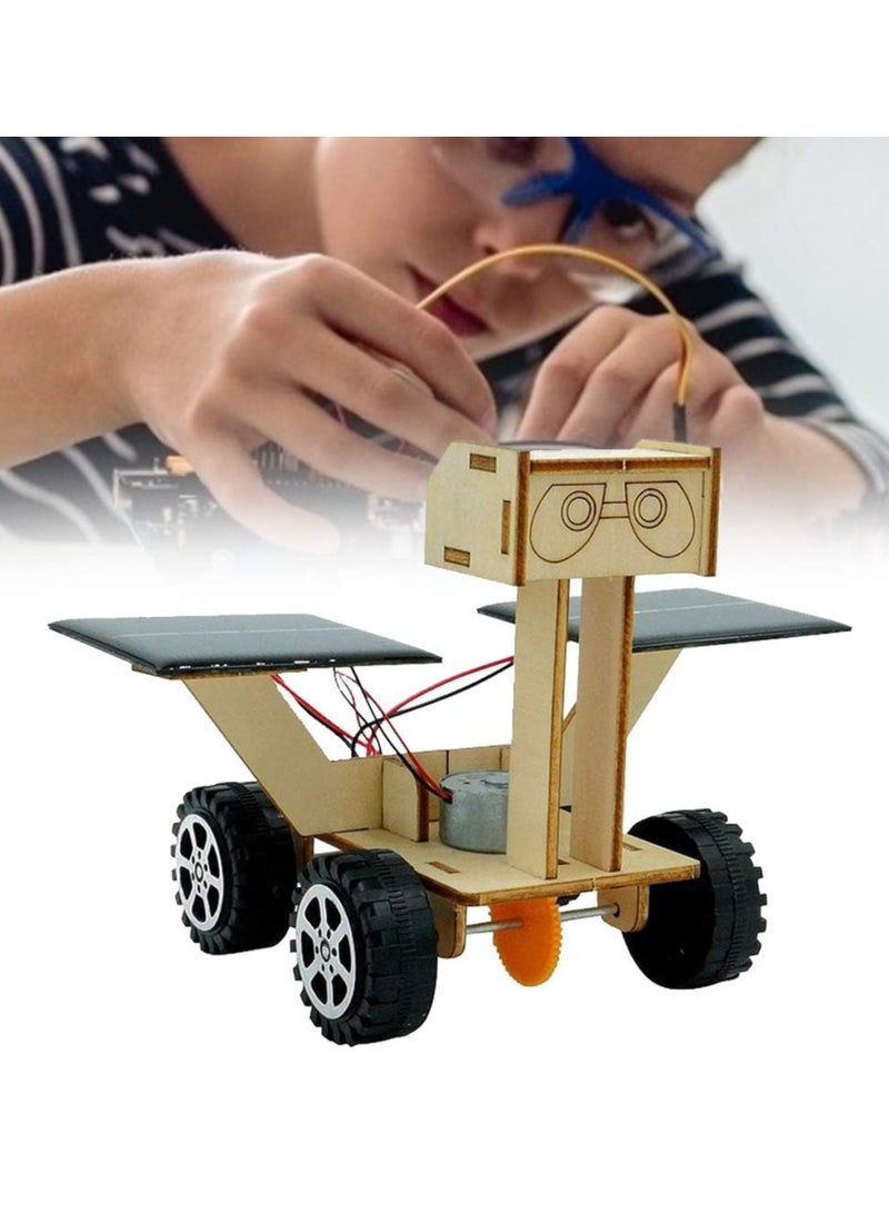 AROAQ سيارة استكشاف شمسية وقمرية، سيارة تعمل بالطاقة الشمسية قابلة للتجميع من الخشب، نموذج لعبة روفر فضائي لتجربة علمية، لعبة تعليمية تعمل بالطاقة الشمسية للأطفال والطلاب - Image 4