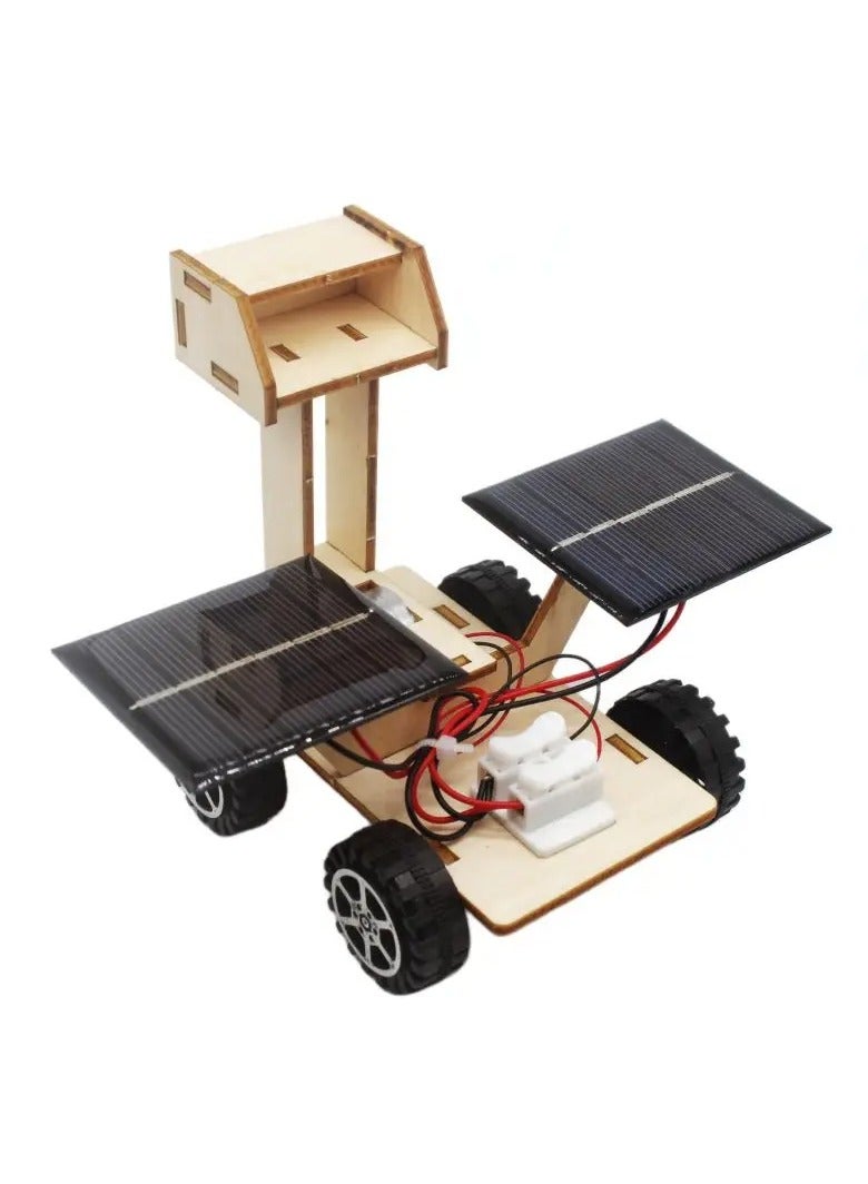 AROAQ سيارة استكشاف شمسية وقمرية، سيارة تعمل بالطاقة الشمسية قابلة للتجميع من الخشب، نموذج لعبة روفر فضائي لتجربة علمية، لعبة تعليمية تعمل بالطاقة الشمسية للأطفال والطلاب - Image 2