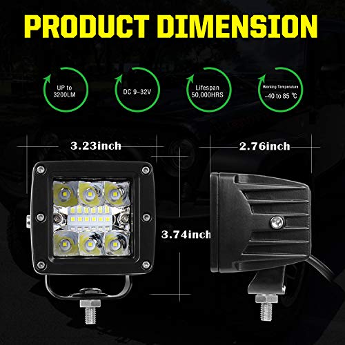 AAIWA 3 Inch LED Cube Light Bar 36W Spot Flood Combo Off Road Lights for Truck Pickup RZR ATV UTE UTV - Image 2