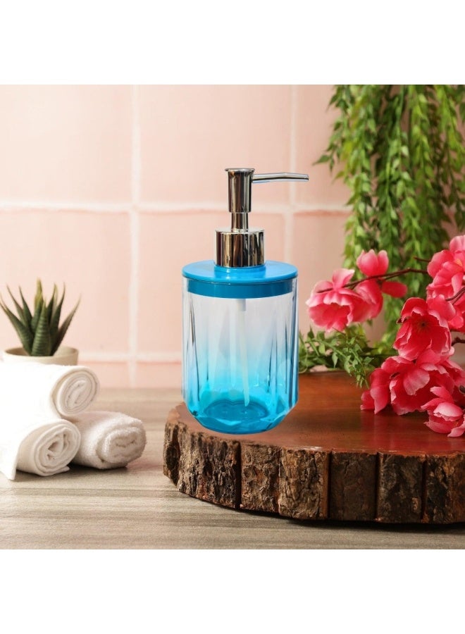 Happy Home Acrylic Soap Dispenser Pump for Bathroom and Kitchen Refillable Hand Washing (350ml -Blue) - Image 2