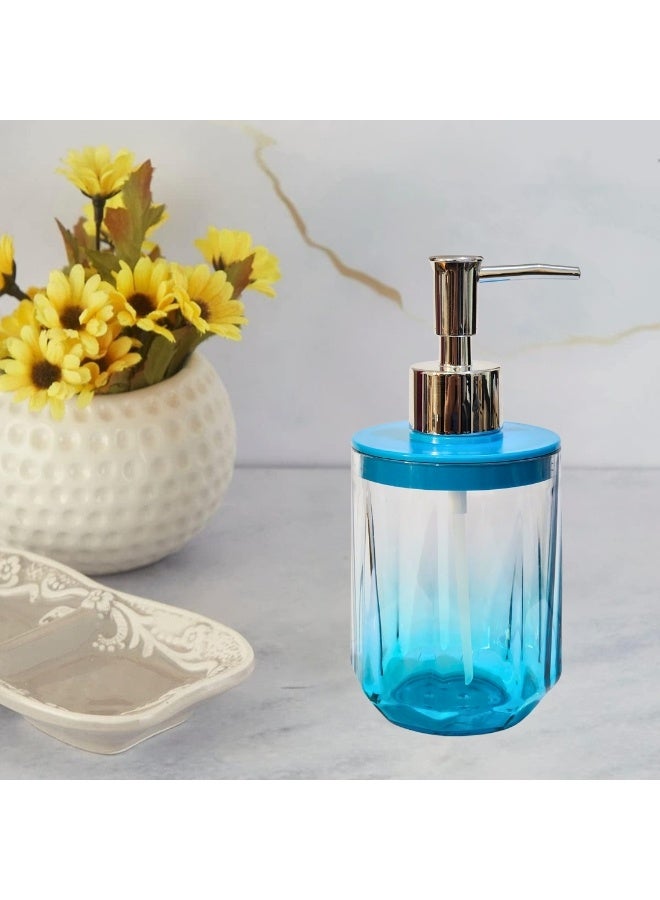 Happy Home Acrylic Soap Dispenser Pump for Bathroom and Kitchen Refillable Hand Washing (350ml -Blue) - Image 3