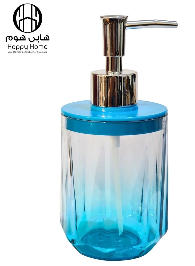 Happy Home Acrylic Soap Dispenser Pump for Bathroom and Kitchen Refillable Hand Washing (350ml -Blue) - Image 1