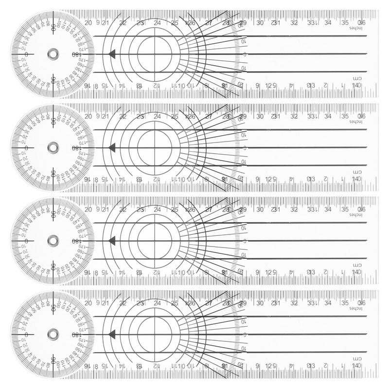 4 Pieces Plastic Folding Goniometer Protractor 8 Inch Angle Measurement Tool Metric Scale - Image 2