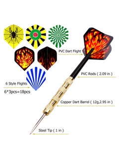 SANMUGEED 18-Pack Professional Steel Tip Darts Set with Detachable Stainless Steel Tips & 6 Color Teams for Sports Training and Family Games  - Image 3