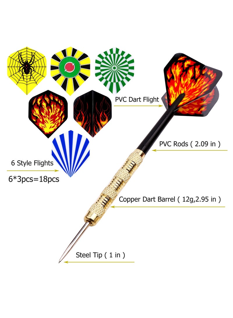 SANMUGEED 18-Pack Professional Steel Tip Darts Set with Detachable Stainless Steel Tips & 6 Color Teams for Sports Training and Family Games  - Image 3