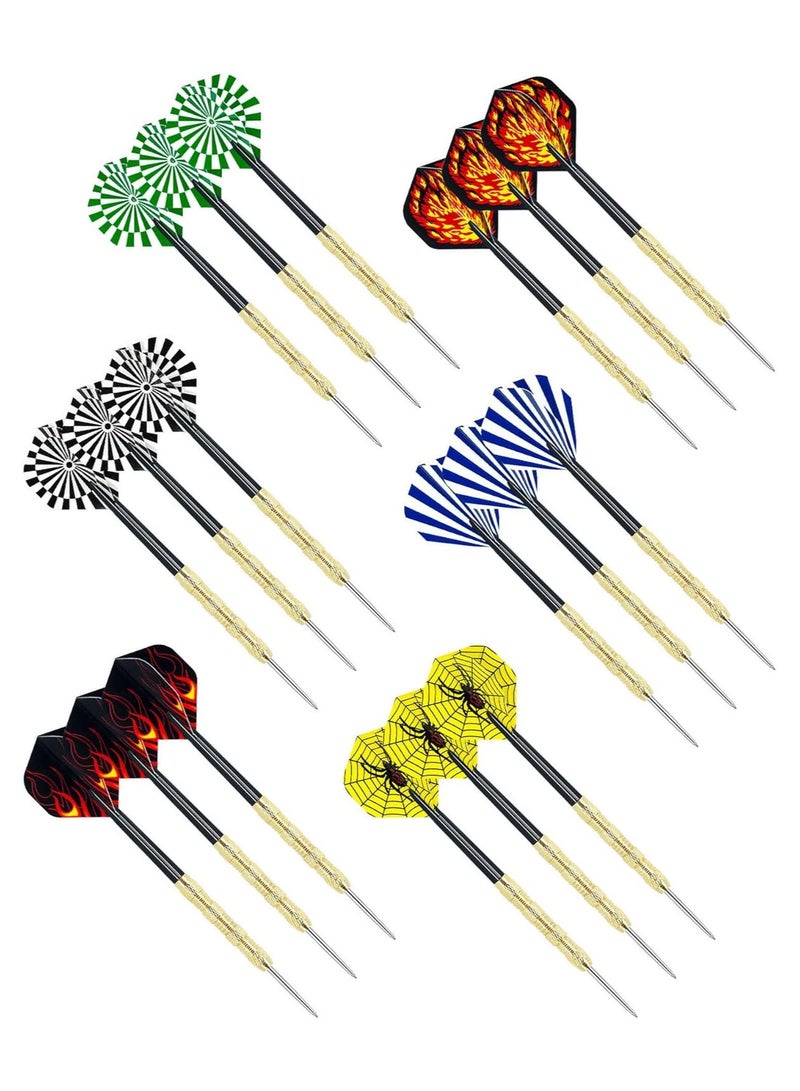 SANMUGEED 18-Pack Professional Steel Tip Darts Set with Detachable Stainless Steel Tips & 6 Color Teams for Sports Training and Family Games  - Image 2