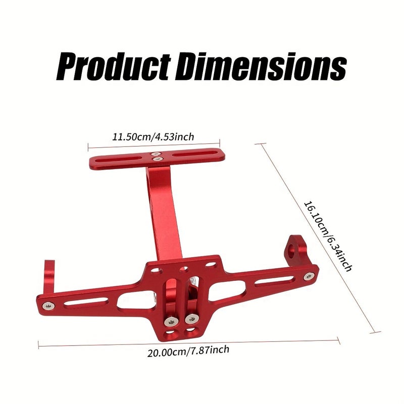 Universal Motorcycle License Plate Frame Aluminum Alloy Adjustable Angle Mount With Auxiliary Light Bracket For Motorcycles Scooters Dirt Bikes - Image 3