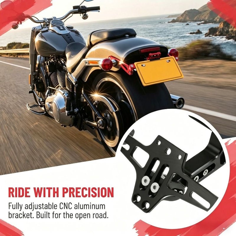 Universal Motorcycle License Plate Frame Aluminum Alloy Adjustable Angle Mount With Auxiliary Light Bracket For Motorcycles Scooters Dirt Bikes - Image 2