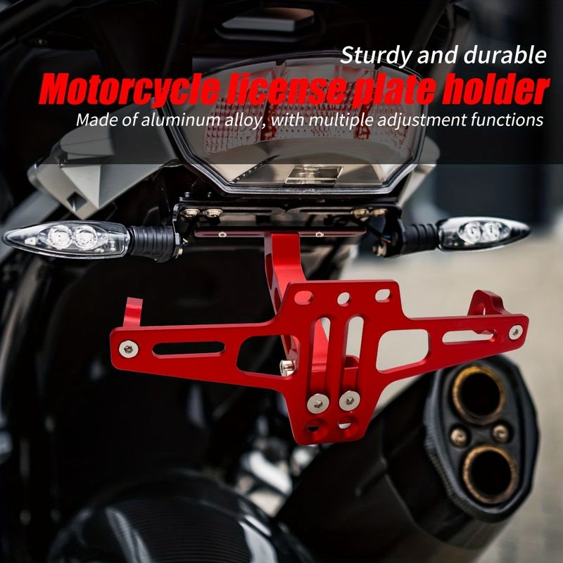 Universal Motorcycle License Plate Frame Aluminum Alloy Adjustable Angle Mount With Auxiliary Light Bracket For Motorcycles Scooters Dirt Bikes - Image 4