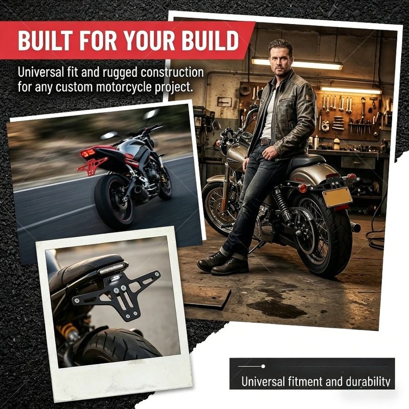 Universal Motorcycle License Plate Frame Aluminum Alloy Adjustable Angle Mount With Auxiliary Light Bracket For Motorcycles Scooters Dirt Bikes - Image 5