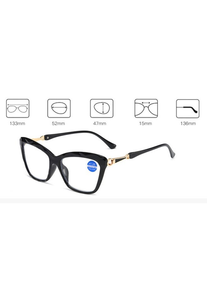 Booma Opticals KIM  +1.00 Reading Glasses, Presbyopia Eyeglasses, 1.00 Magnification, Cat Eye Black Frame for Women, Anti-Blue Light Magnification Glasses for Eye Strain Relief, Computer Eyewear - Image 2