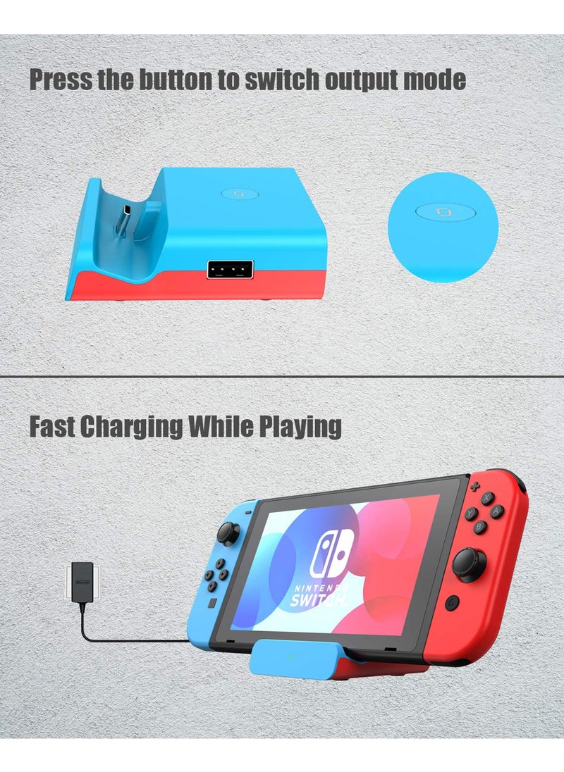 SYOSI - Docking Station for Nintendo Switch, Charging Dock 4K HDMI TV Adapter Charger Set Good Replacement Compatible with Nintendo Switch Dock (Blue) - Image 1