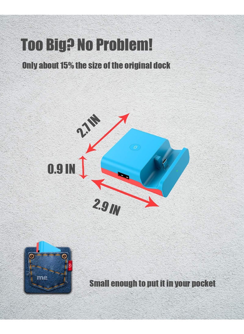 SYOSI - Docking Station for Nintendo Switch, Charging Dock 4K HDMI TV Adapter Charger Set Good Replacement Compatible with Nintendo Switch Dock (Blue) - Image 1