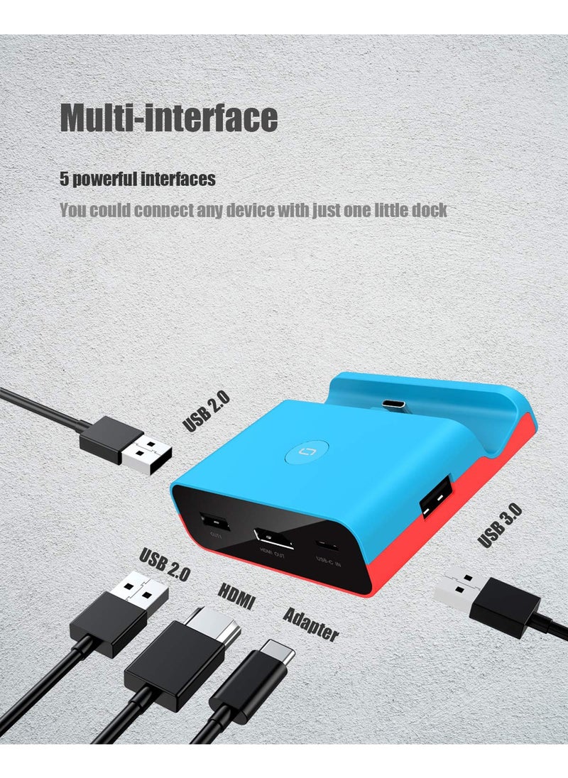 SYOSI - Docking Station for Nintendo Switch, Charging Dock 4K HDMI TV Adapter Charger Set Good Replacement Compatible with Nintendo Switch Dock (Blue) - Image 1