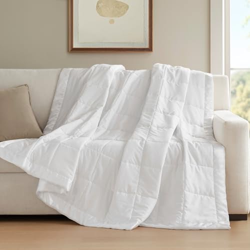 Madison Park Windom Down Alternative Blanket, Premium 3M Scotchgard Moisture Wicking Treatment, Lightweight and Soft Bed Cover For All Season, Satin Trim, White Twin - Image 5
