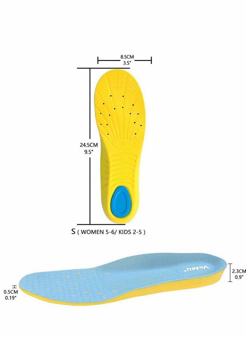Memory Foam Insoles, PU Orthotic Sport Insoles, Comfortable Breathable, Shock Absorption and Relieve Foot Pain, Plantar Fasciitis Arch Support Insoles (Kids 34-38/ Women 35.5-36.5) - Image 2