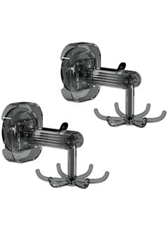 Hihonor 2 Pack Bathroom Wall and Ceiling Rotary Hook, 6 Claws Swivel Hook Shower Hanger, 360° Rotating Folding Hook, Compatible with Bathroom, Dressing Table, Entryway Storage (Transparent Grey)  - Image 1