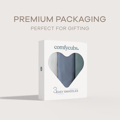 Comfy Cubs Easy Swaddle Blanket, 3 Pack - 100% Cotton Newborn Wrap, Large for 3-6 Months Infants, with Adjustable Velcro, Breathable and Durable Sleep Sack for Babies - Stone, Nomadic Blue & Azul - Image 5