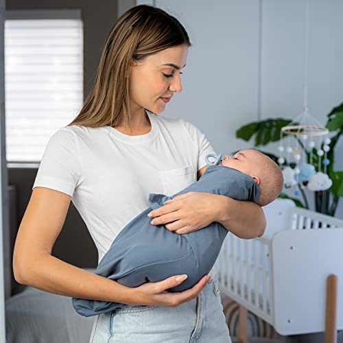 Comfy Cubs Easy Swaddle Blanket, 3 Pack - 100% Cotton Newborn Wrap, Large for 3-6 Months Infants, with Adjustable Velcro, Breathable and Durable Sleep Sack for Babies - Stone, Nomadic Blue & Azul - Image 4
