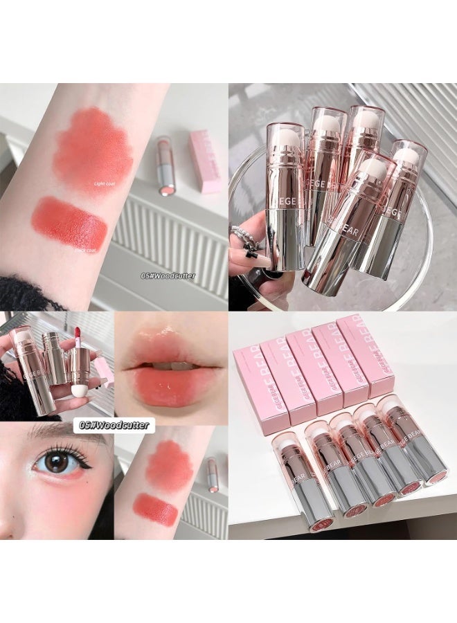 Gege Bear Lip And Cheek Multi-Purpose Cream | 2 in 1 Lip Gloss and Blush | Rose Gold Dual-Ended Applicator | Non-Sticky Glossy Finish | Long-Lasting Waterproof Moisturizing Formula | Light Pink Lipsticks and Nude Dream Collection | Perfect Combo Blusher And Lipgloss for Women (05# Woodcutter, 6g) - Image 2
